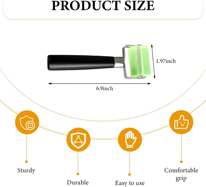 Wevdn 1 PCS Sound Deadening Car Seam Roller, Silicone Car Sound Deadening Application Wheel Roller, Seam Roller Equipped Smooth Handle for Heat Insulation Mat Wallpaper Application (Large Green-1PCS) - Image 2